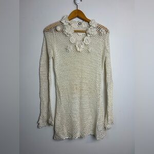 One Girl Who Crochet Sweater Top Size S/M Old Money Coquette Grunge 100% cotton